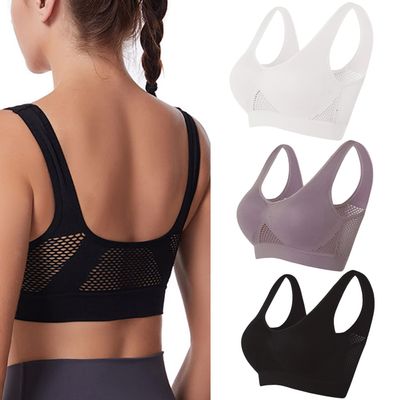 EROFEL Breathable Cool Liftup Air Bra, Plus Size Wirefree Comfortable Padded Lift Thin Back Bra Removable Pads (C-3Pcs,6X-Large)
