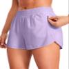 CRZ YOGA Womens High Waisted Running Shorts Mesh Liner 3'' Dolphin Quick Dry for Athletic Gym Track Workout with Zip Pocket Lilac X-Large view 1