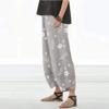 WABEOR Summer Pants for Women Casual Lightweight Wide Leg Cropped Pants Linen Pants Petite Loose Fit Elastic Waist Pants Grey view 2