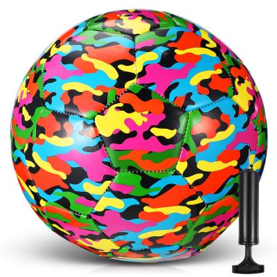 Libima Camouflage Soccer Ball with Pump Official Size 4 Indoor Outdoor Colorful Soft Soccer Ball Toy for Boys Girls Game Play Practice Training Sport Gifts(Multicolored Camouflage)