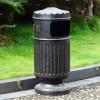 DYPASA Outdoor Trash can Outdoor Trash Can Cast Aluminum Recessed Panel Garbage Can Single Outdoor Metal Waste Bin with Decorative Panel, 10.5 Gallons Garbage can view 1