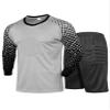 Hansber Adult Men Football Goalkeeper Jersey Soccer Uniform Protective Padded Long Sleeve Goalie Shirt with Shorts Set Grey XX-Large view 1