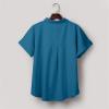 Summer Button Down Tops for Women Trendy Solid Color Lapel Pockets Shirts Loose Short Sleeve Casual Comfy Blouses view 3