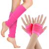 Yolev Neon Leg Warmers and Fishnet Gloves Set 80s Fancy Dress Costume Accessory Stretchy for Party Costume Accessories and Sports Yoga SuppliesRose Red view 1