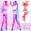 Yolev Neon Leg Warmers and Fishnet Gloves Set 80s Fancy Dress Costume Accessory Stretchy for Party Costume Accessories and Sports Yoga SuppliesRose Red view 3