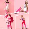 Yolev Neon Leg Warmers and Fishnet Gloves Set 80s Fancy Dress Costume Accessory Stretchy for Party Costume Accessories and Sports Yoga SuppliesRose Red view 4