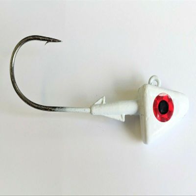 10 Painted Shad Jig Head Striper Bass Swimbait Lure B/N Ultra Point Hook-w/Eye White 1/2oz
