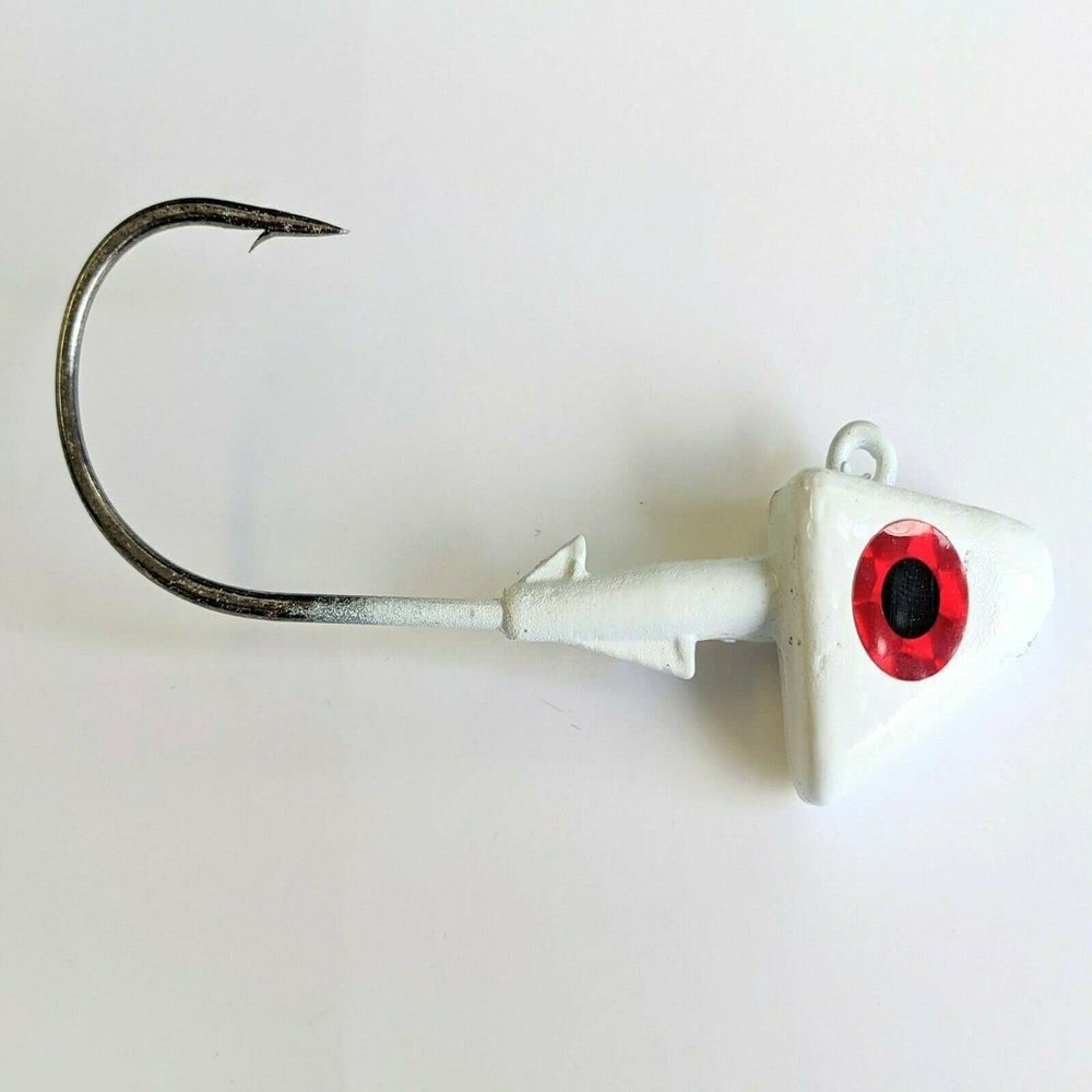 10 Painted Shad Jig Head Striper Bass Swimbait Lure B/N Ultra Point Hook-w/Eye White 1/2oz
