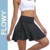 GGOV Womens Flowy Tennis Golf Skirts Built in Shorts Active Athletic Exercise Sports Workout Wear Skirts Skorts for Women Black view 2