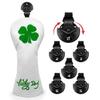 Montela Golf Club Covers Lucky Clover Golf Driver Covers Fairway Wood Head Cover Hybrid Headcover Leather 3 Wood Headcovers Golf Head Covers for Scotty Cameron Taylormade Titleist Odyssey view 3