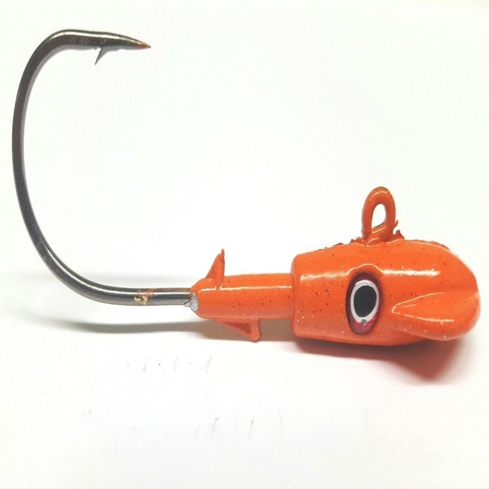 10 "Squid Jig Head Salt Water Striper Bass Swimbait Lure Ultra Point Hook- Org 1/2oz