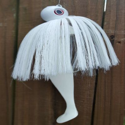 Mojo Trolling Striper Rockfish Nylon 2-10/0 Mustad Hooks Shad Lure Jig - White 32oz