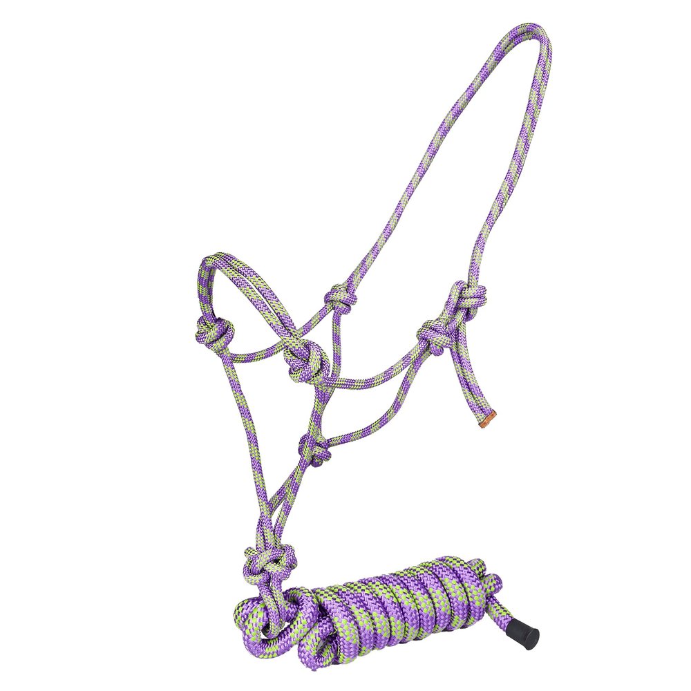 Tabelo Cowboy Rope Halter w/Lead Lt Purple/Green