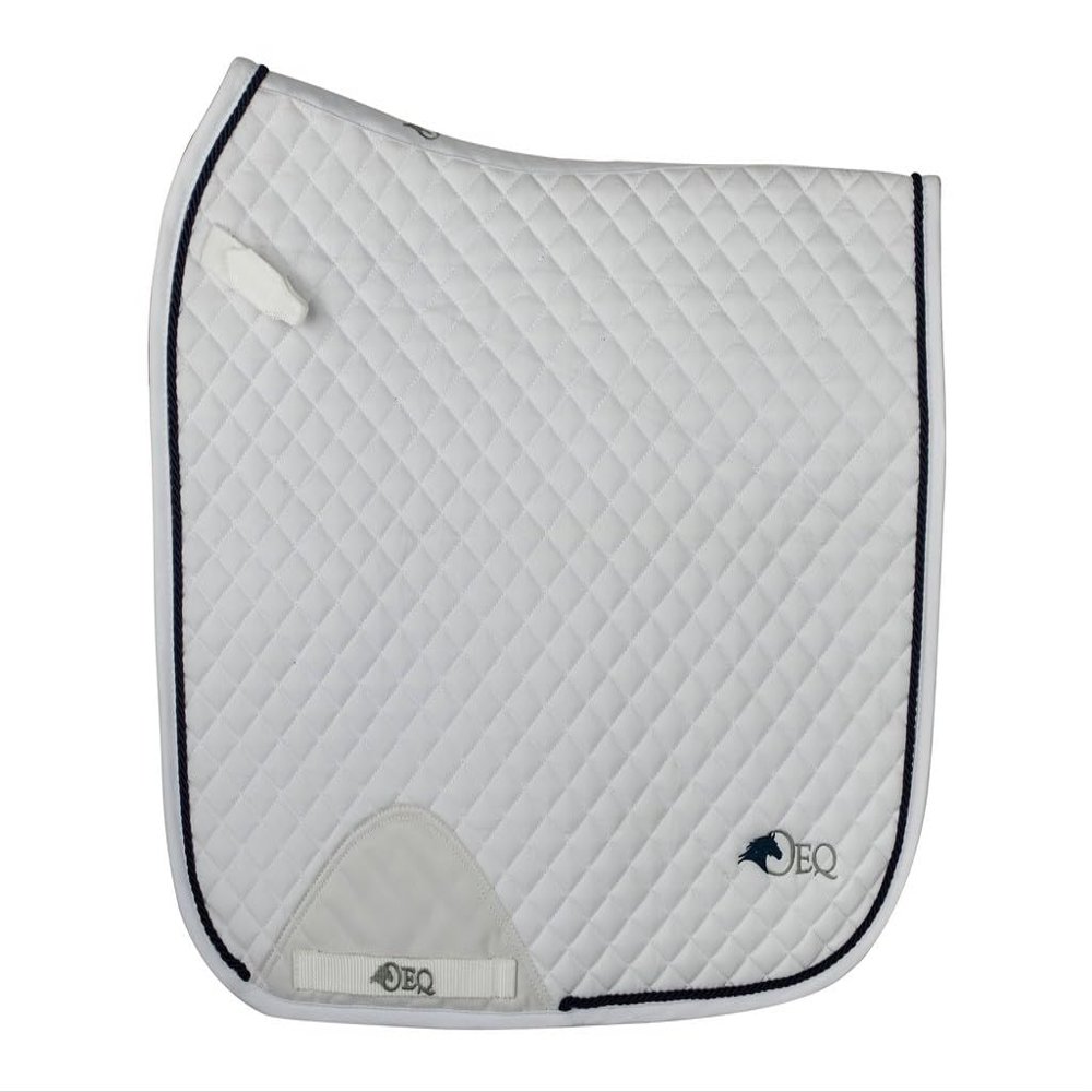 OEQ Traditional Dressage Saddle Pad White w/Emboid