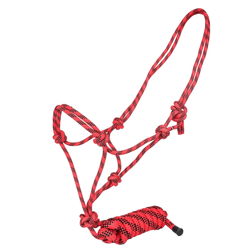 Tabelo Cowboy Rope Halter w/Lead Red/Black