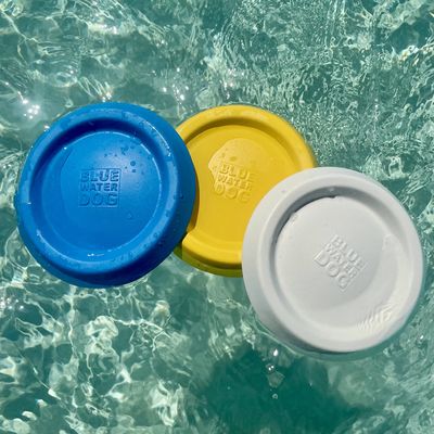 Bluewater Dog Frisbee - Waterproof, Floating, Lightweight, Aerodynamic Disc for Dogs Puppy - Summer Bundle (3 Pack - Yellow, White, and Ocean Blue)