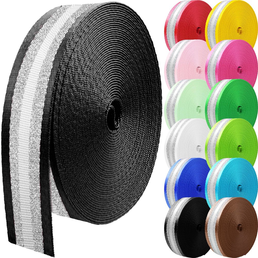 Grosun 10 Yards Nylon Webbing 1.5 inch 2 inch Webbing Straps Backpack Straps Nylon Belt for Indoor or Outdoor Gear, DIY Crafting, Handles, Luggage, Slings (Black, 1.5 inch)