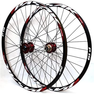 ZECHAO Mountain Bike Wheelset 26/27.5/29 Inch,Aluminum Alloy Rim 32H Disc Brake Mountain Wheelset QR Front Rear Wheels 7-11 Speed Cassette Wheelset (Color : Red, Size : 27.5 inch)