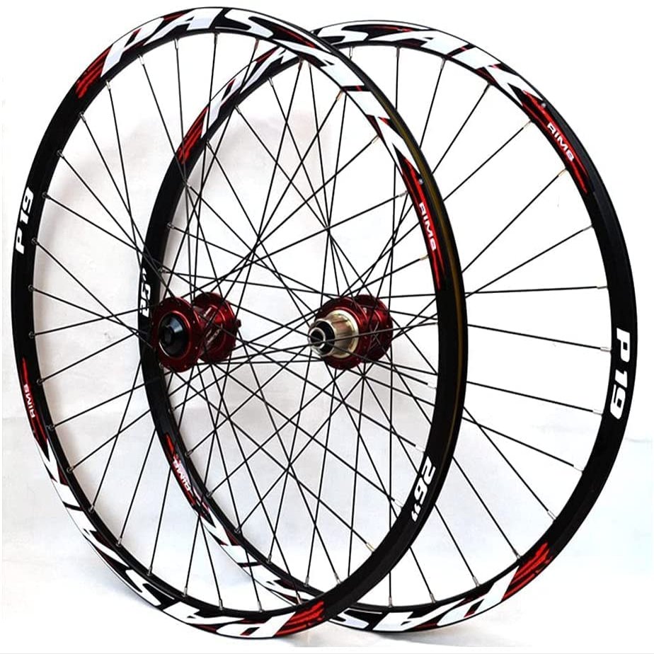 ZECHAO Mountain Bike Wheelset 26/27.5/29 Inch,Aluminum Alloy Rim 32H Disc Brake Mountain Wheelset QR Front Rear Wheels 7-11 Speed Cassette Wheelset (Color : Red, Size : 27.5 inch)