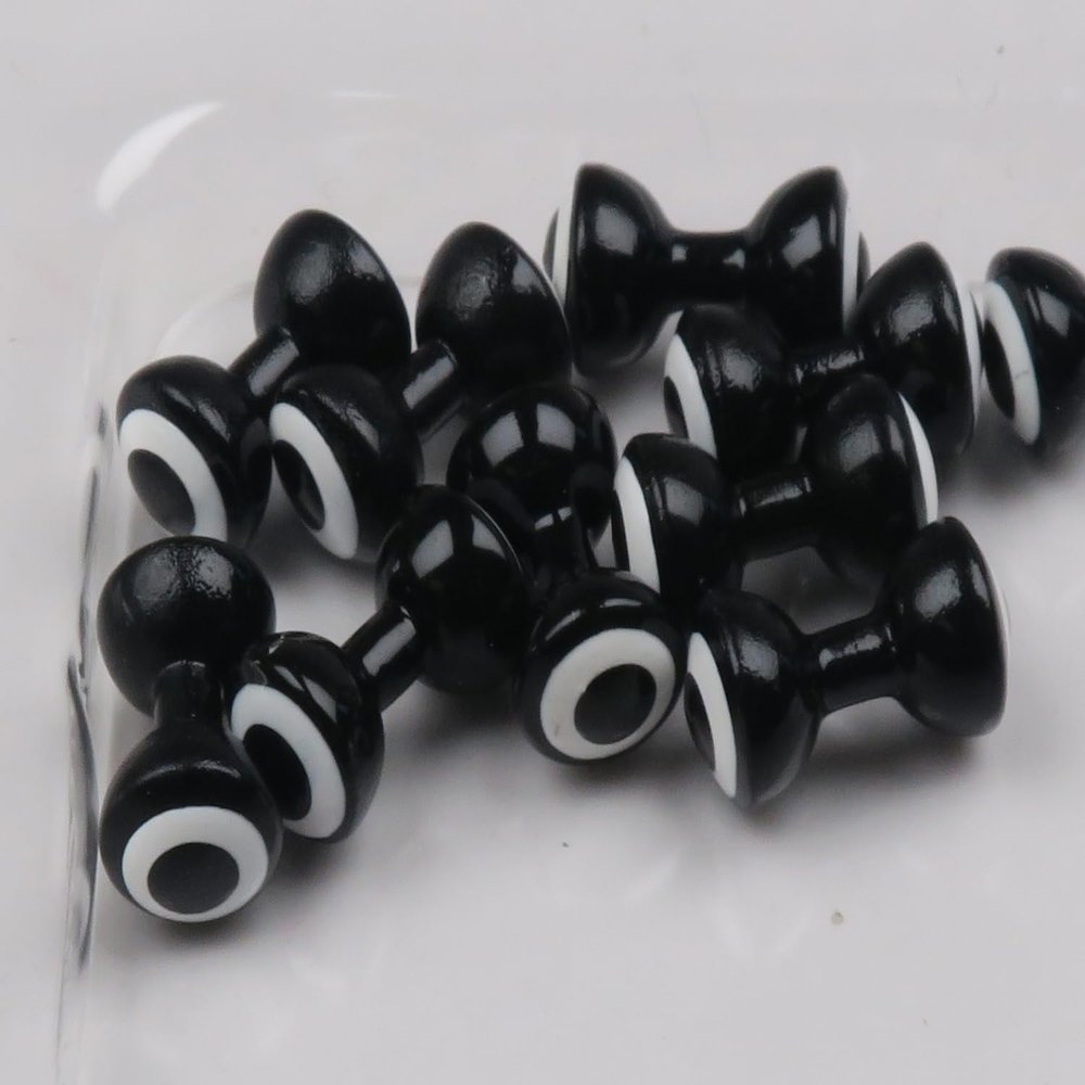 Hareline Fly Tying Double Pupil Eyes - Large Brass, Black with White and Black