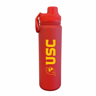 Campus Colors NCAA Stainless Steel Water Bottle - Twist on cap - 24 oz - Carry Clip - Keeps Your Drinks Hot or Cold for Hours (USC Trojans - Cardinal)