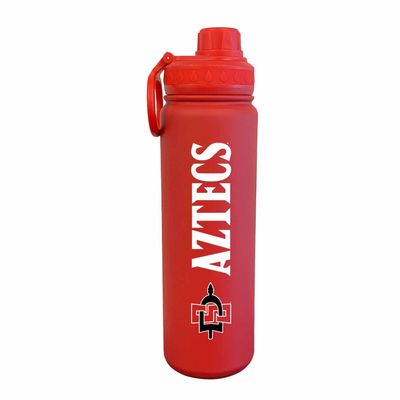Campus Colors NCAA Stainless Steel Water Bottle - Twist on Cap - 24 OZ - Carry Clip - Keeps Your Drinks Hot or Cold for Hours (San Diego State Aztecs - Red)