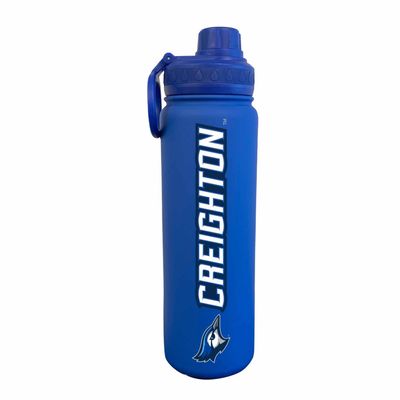 Campus Colors NCAA Stainless Steel Water Bottle - Twist on cap - 24 oz - Carry Clip - Keeps Your Drinks Hot or Cold for Hours (Creighton Bluejays - Blue)