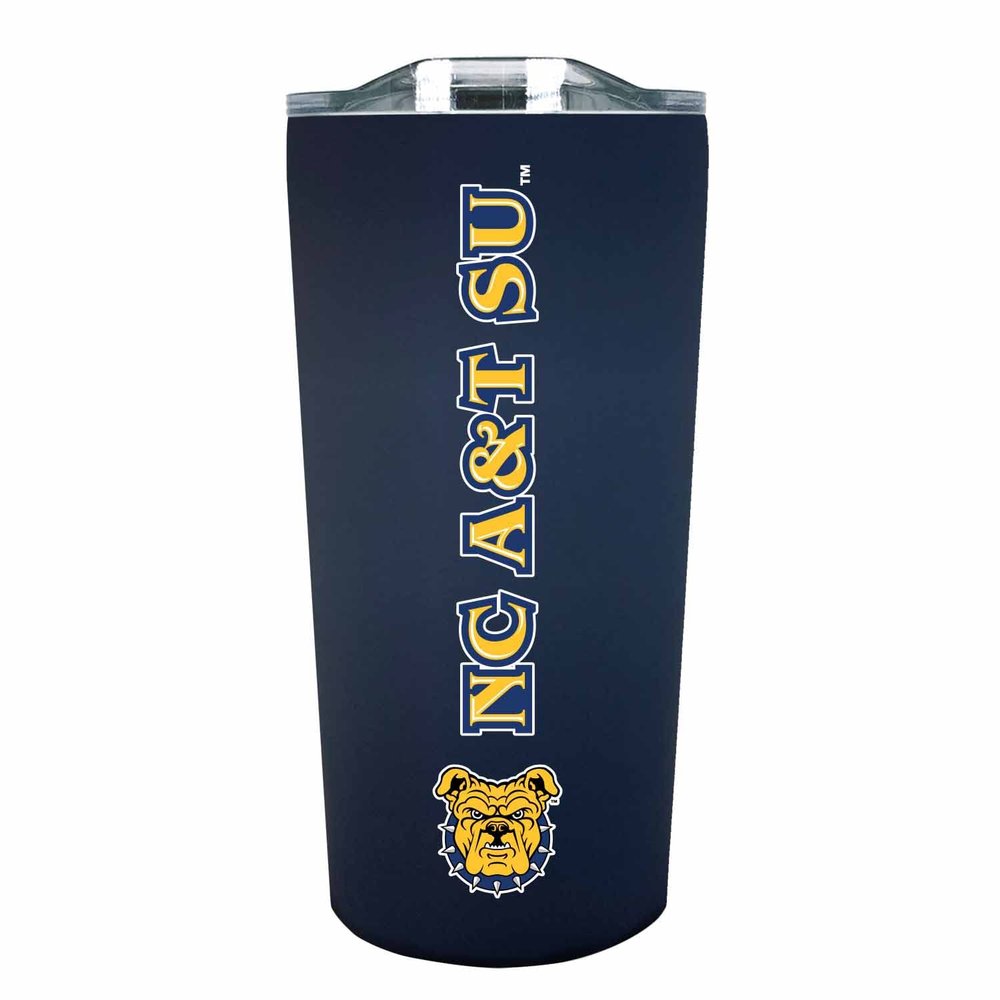 Campus Colors NCAA Stainless Steel Tumbler perfect for Gameday - 18 oz - Double Walled - Keeps Drinks Perfectly Insulated (North Carolina A&T State University - Navy)