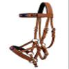 CHALLENGER Horse Western Tan Leather Multicolor Beaded Bitless Sidepull Bridle Split Reins Yellow 77RS44 view 2
