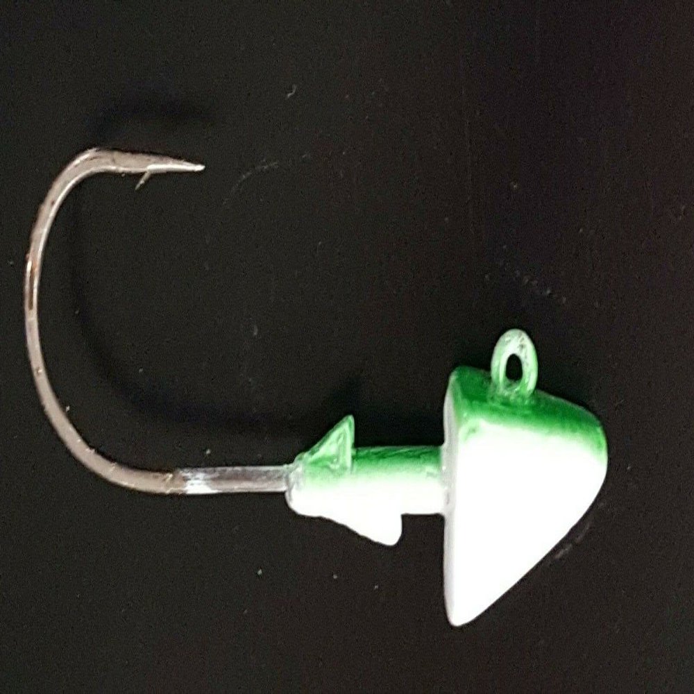 10 "Shad Jig Head Striper Bass Saltwater Lure B/N Ultra Point Hook - Wh/Gr 3/4oz