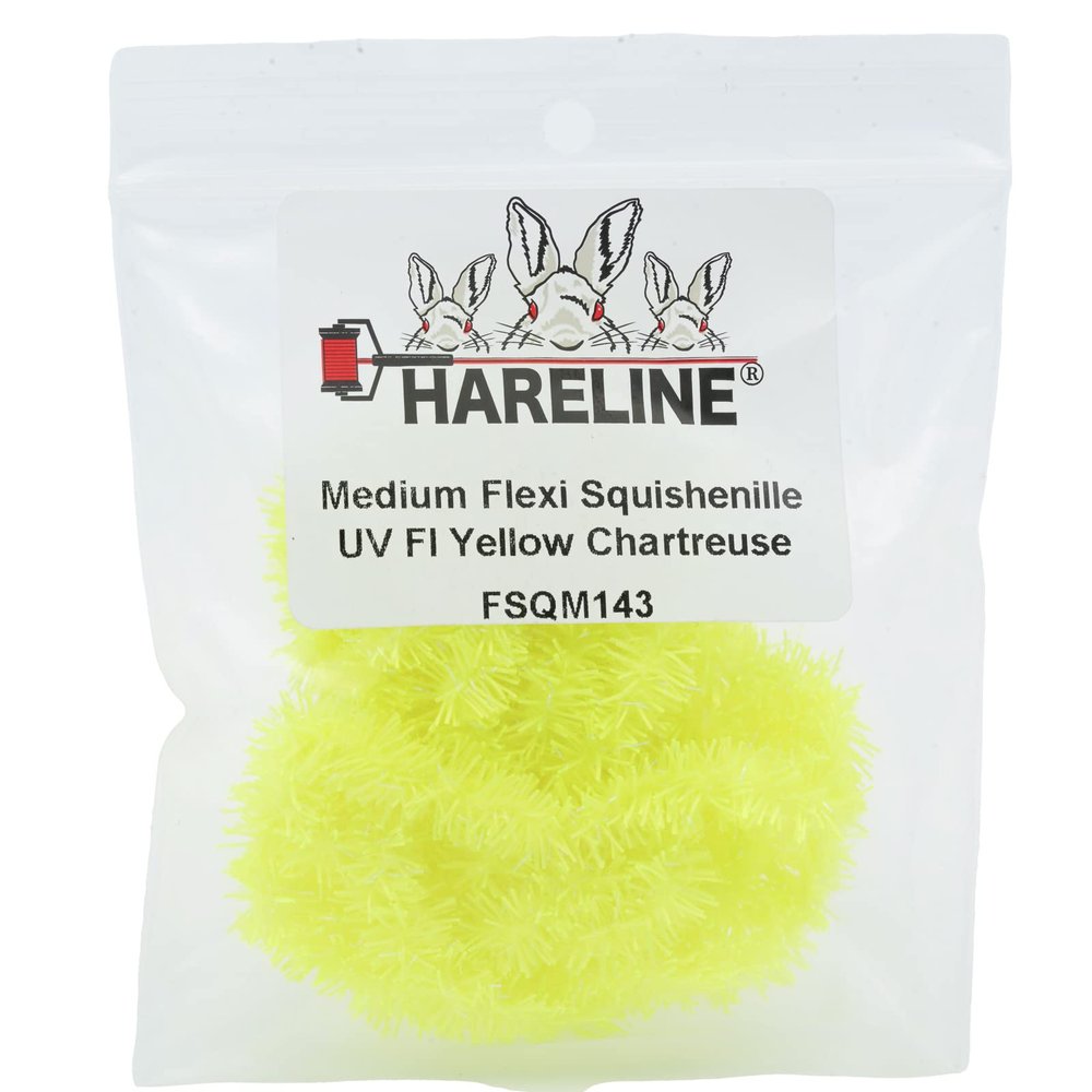 Hareline Fly Tying Flexi Squishenille - Medium, UV Fl Yellow Chartreuse