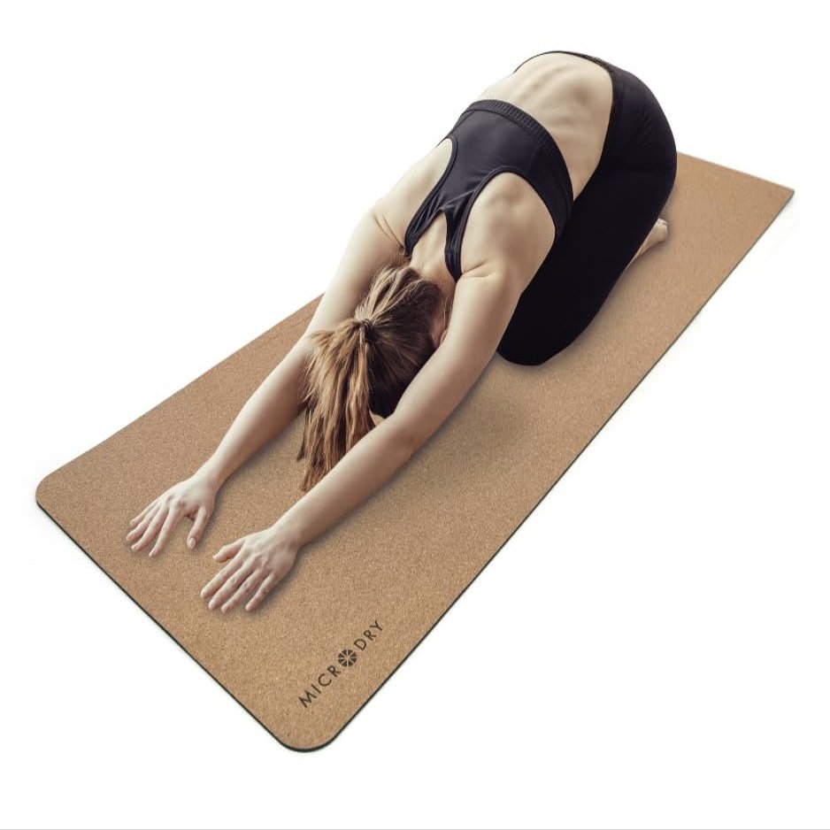 MICRODRY Cork Mat for Yoga, Pilates, Exercise and More, Fitness Mats for Home Workout, 72 (L) x 26 (W) x 0.25 (Th) inches Each Gym Mat