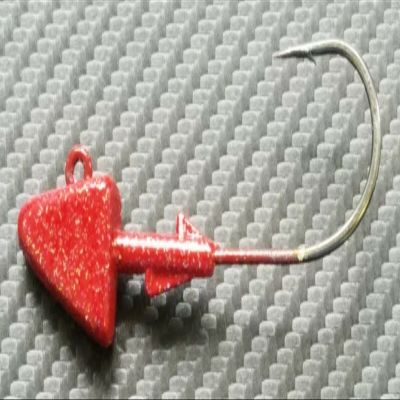 10 "Shad Jig Head Striper Bass Saltwater Lure B/N Ultra Point Hook-Red 3/4oz