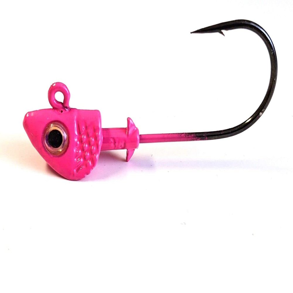 10 Painted Pro-Shad Jig Head Striper Bass Redfish Lure Ultra Point Hook- Pink 1/4oz
