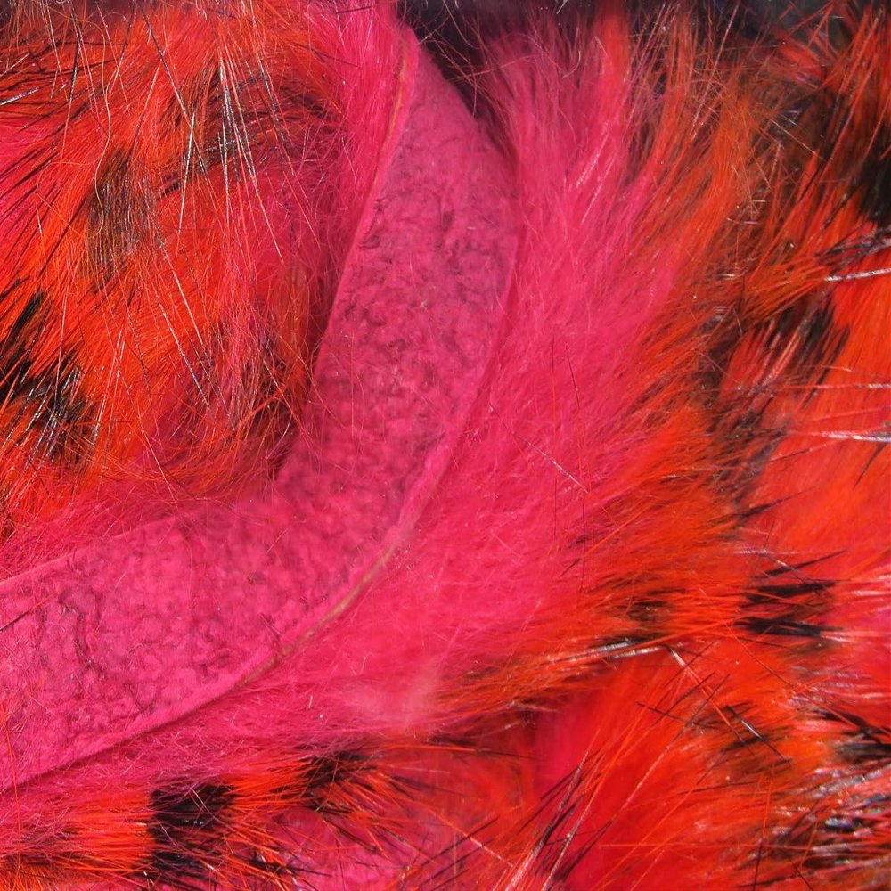 Hareline Fly Tying Magnum Tiger Barred Strips - Black Barred Alaska Flame