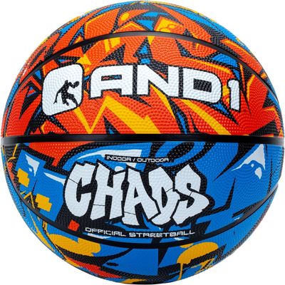 AND1 Chaos Rubber Basketball: Official Regulation Size 7 (29.5 inches) Rubber Basketball - Deep Channel Construction Streetball, Made for Indoor Outdoor