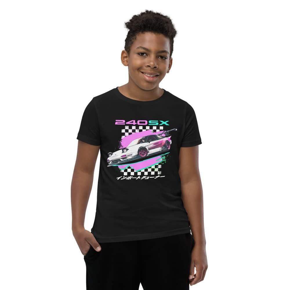 90s JDM Aesthetic 240SX Japanese Tuner Car Drift Custom Youth Short Sleeve T-Shirt Black