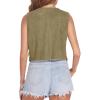 Women Western Fringe Vest Tops Tassels 70s Hippie Costume Cowgirl Cowboy Shirts Suede Sleeveless Jacket Rodeo Outfits Beige view 4