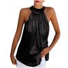 Sequin Tops for Women Party Night Sparkle Sexy Halter Tunic Tops Ladies Disco Club Outfits Glitter Tank Shirt Vest Black view 1