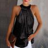 Sequin Tops for Women Party Night Sparkle Sexy Halter Tunic Tops Ladies Disco Club Outfits Glitter Tank Shirt Vest Black view 2
