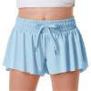 Girls Flowy Shorts Butterfly Shorts for Kids with Pocket 2-in-1 Athletic Shorts Running Shorts for Girls Youth Teen Active Workout Sports (Light Blue# Girls, Medium) view 1