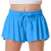 Girls Flowy Shorts Butterfly Shorts for Kids with Pocket 2-in-1 Athletic Shorts Running Shorts for Girls Youth Teen Active Workout Sports (Blue# Girls, Small) view 1