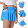 Girls Flowy Shorts Butterfly Shorts for Kids with Pocket 2-in-1 Athletic Shorts Running Shorts for Girls Youth Teen Active Workout Sports (Blue# Girls, Small) view 3