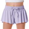 Girls Flowy Shorts Butterfly Shorts for Kids with Pocket 2-in-1 Athletic Shorts Running Shorts for Girls Youth Teen Active Workout Sports (Lavender# Girls, X-Small) view 1