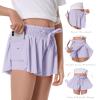 Girls Flowy Shorts Butterfly Shorts for Kids with Pocket 2-in-1 Athletic Shorts Running Shorts for Girls Youth Teen Active Workout Sports (Lavender# Girls, X-Small) view 3