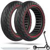 Cooryda 60/70-6.5 Scooter Tire, 10x2.50 Solid Scooter Tire 10 inch Electric Rubber Tubeless Scooter Wheels for Ninebot G30 Max/G30D 10x2.5 Front or Rear Replacement Solid Tires 2pc Red view 1