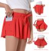Girls Flowy Shorts Butterfly Shorts for Kids with Pocket 2-in-1 Athletic Shorts Running Shorts for Girls Youth Teen Active Workout Sports (Red# Girls, X-Large) view 3