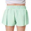 Girls Flowy Shorts Butterfly Shorts for Kids with Pocket 2-in-1 Athletic Shorts Running Shorts for Girls Youth Teen Active Workout Sports (Light Green# Girls, Large) view 2