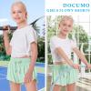 Girls Flowy Shorts Butterfly Shorts for Kids with Pocket 2-in-1 Athletic Shorts Running Shorts for Girls Youth Teen Active Workout Sports (Light Green# Girls, Large) view 4