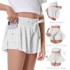 Girls Flowy Shorts Butterfly Shorts for Kids with Pocket 2-in-1 Athletic Shorts Running Shorts for Girls Youth Teen Active Workout Sports (White# Girls, Large) view 3